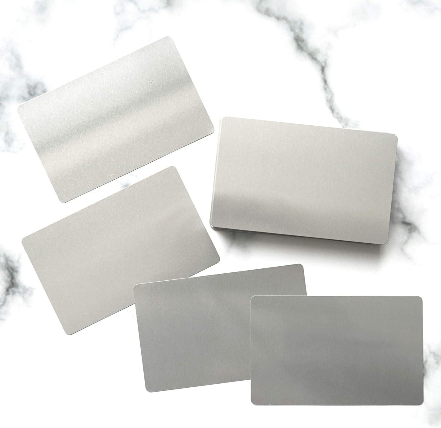 0.42mm Custom Aluminum Business Cards: Engraved Metal, 8 Color Options - Vanbrera Stones Gloss Black Single Sided