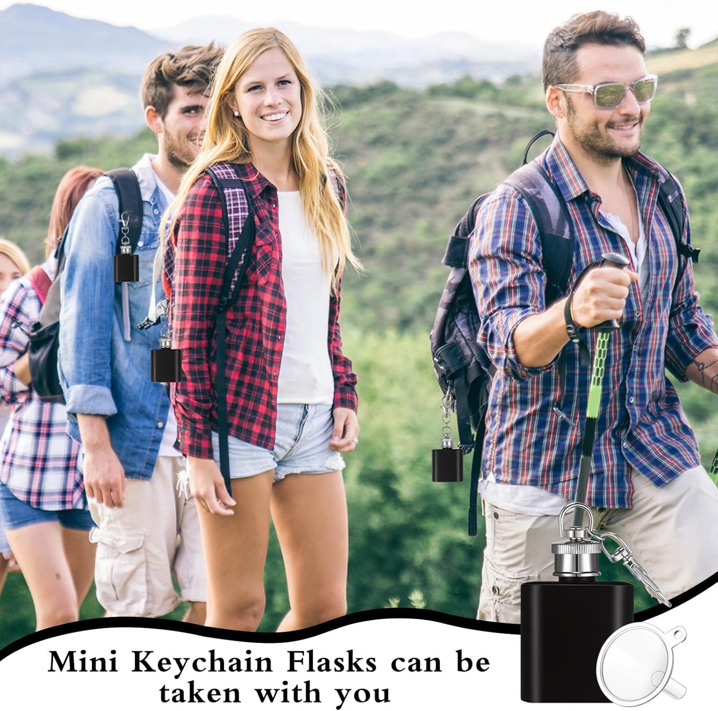 1oz Black Keychain Mini Flash | Stainless Steel | Pocket Hidden Flask for Liquor | Groomsmen Flask - Vanbrera Stones