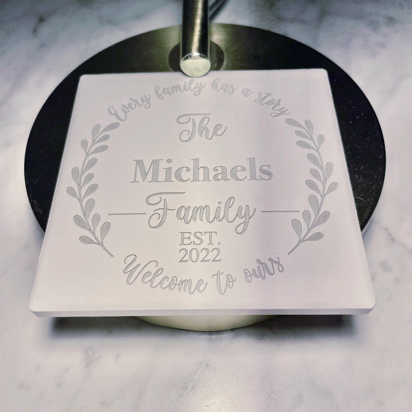 3.5x3.5" Custom Engraved Tile Coaster: Absorbent Ceramic, Wedding Favor Gift - Vanbrera Stones