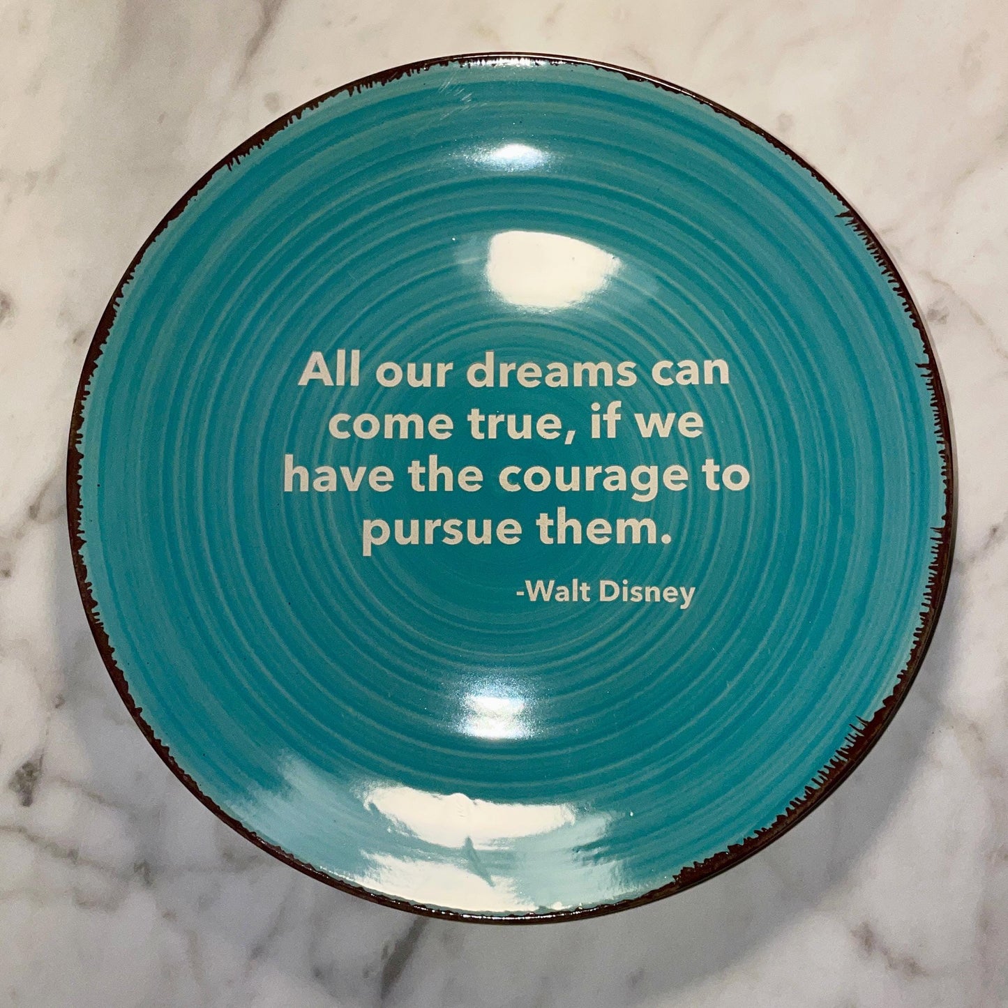7.5" Custom Engraved Teal Ceramic Plate: Personalized Display Dish - Vanbrera Stones