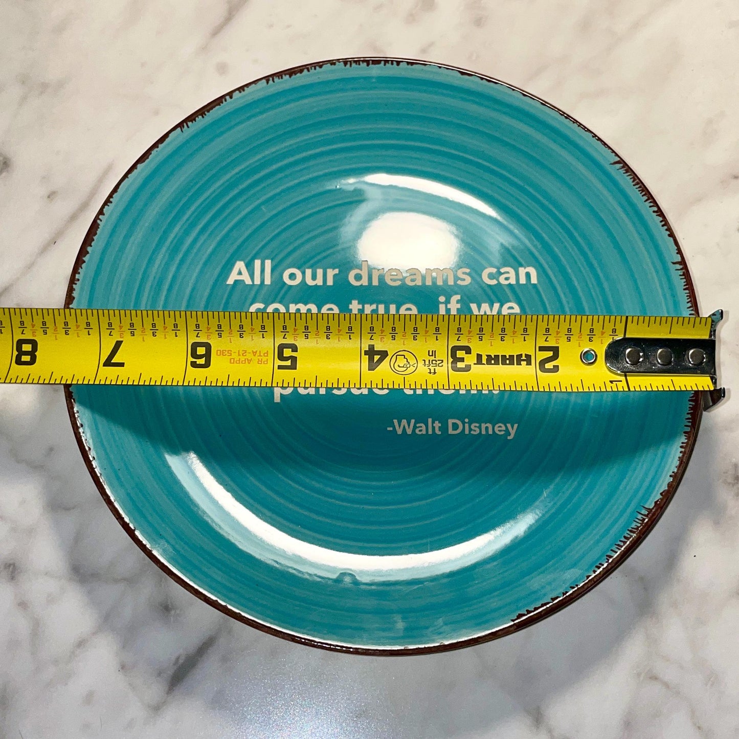 7.5" Custom Engraved Teal Ceramic Plate: Personalized Display Dish - Vanbrera Stones