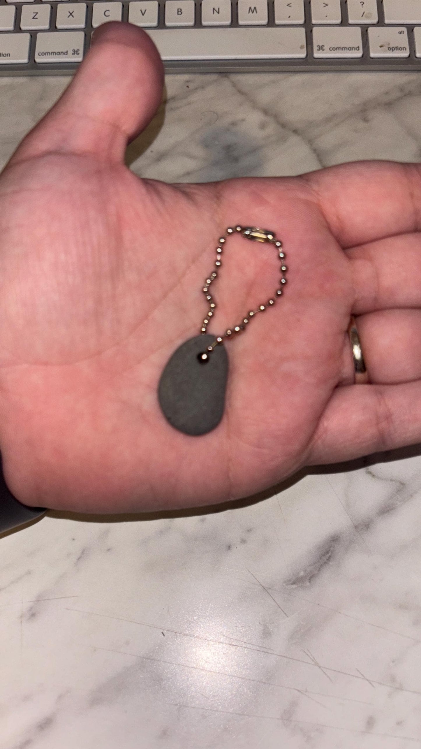 Mini Stone Keychain – Personalized Engraved Initial – Double Sided Natural Rock - Vanbrera Stones Single Sided
