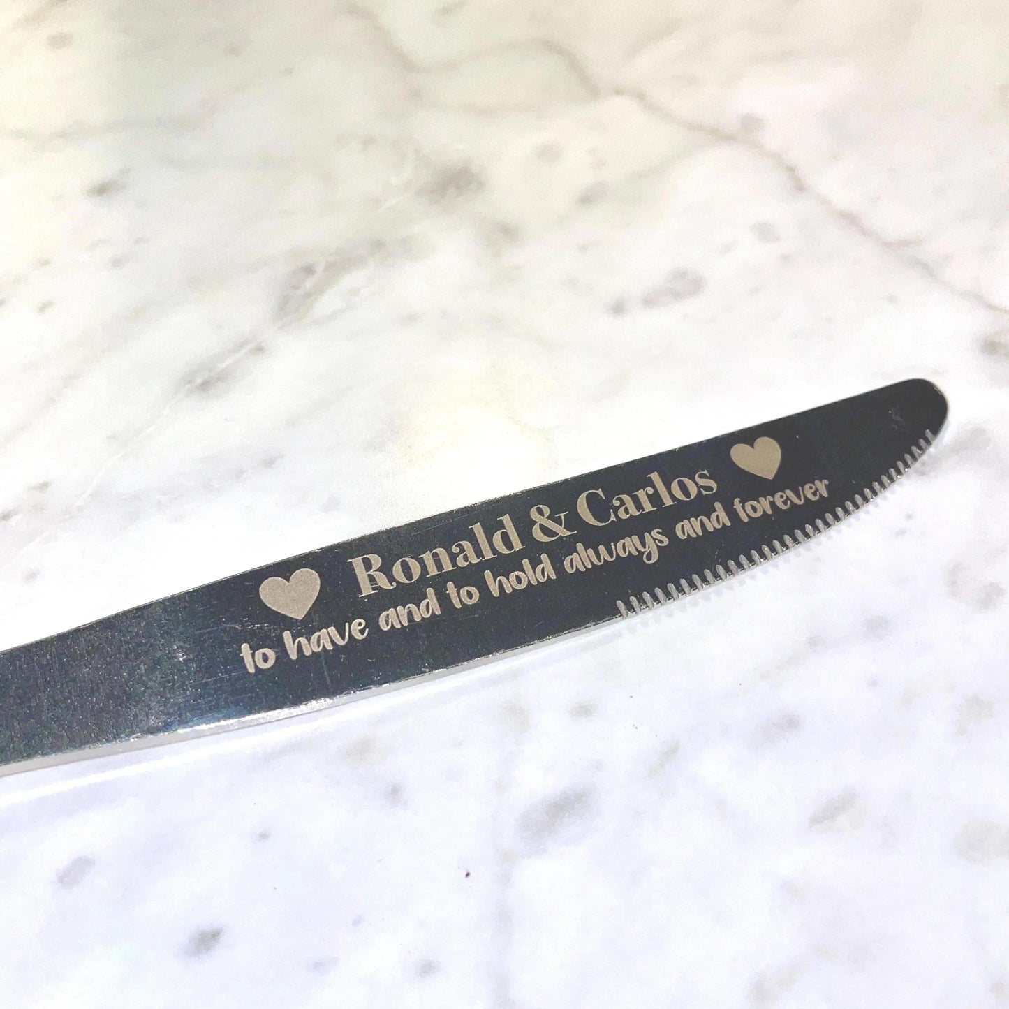 Personalized Butter Knife – Custom Engraving on Handle or Blade – Stainless Steel Gift - Chrome - Vanbrera Stones
