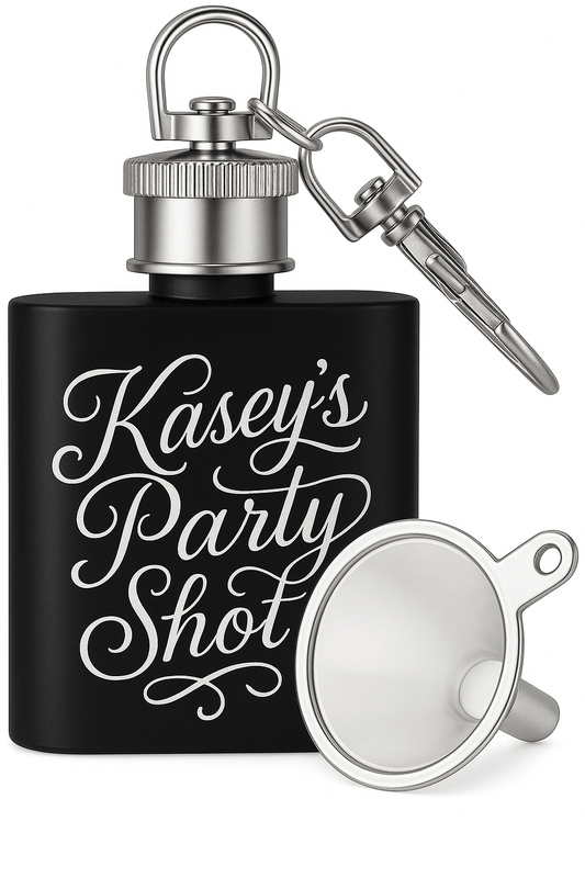 1oz Black Keychain Mini Flash | Stainless Steel | Pocket Hidden Flask for Liquor | Groomsmen Flask - Vanbrera Stones