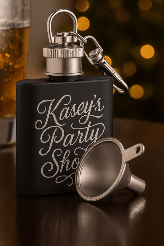 1oz Black Keychain Mini Flash | Stainless Steel | Pocket Hidden Flask for Liquor | Groomsmen Flask - Vanbrera Stones 