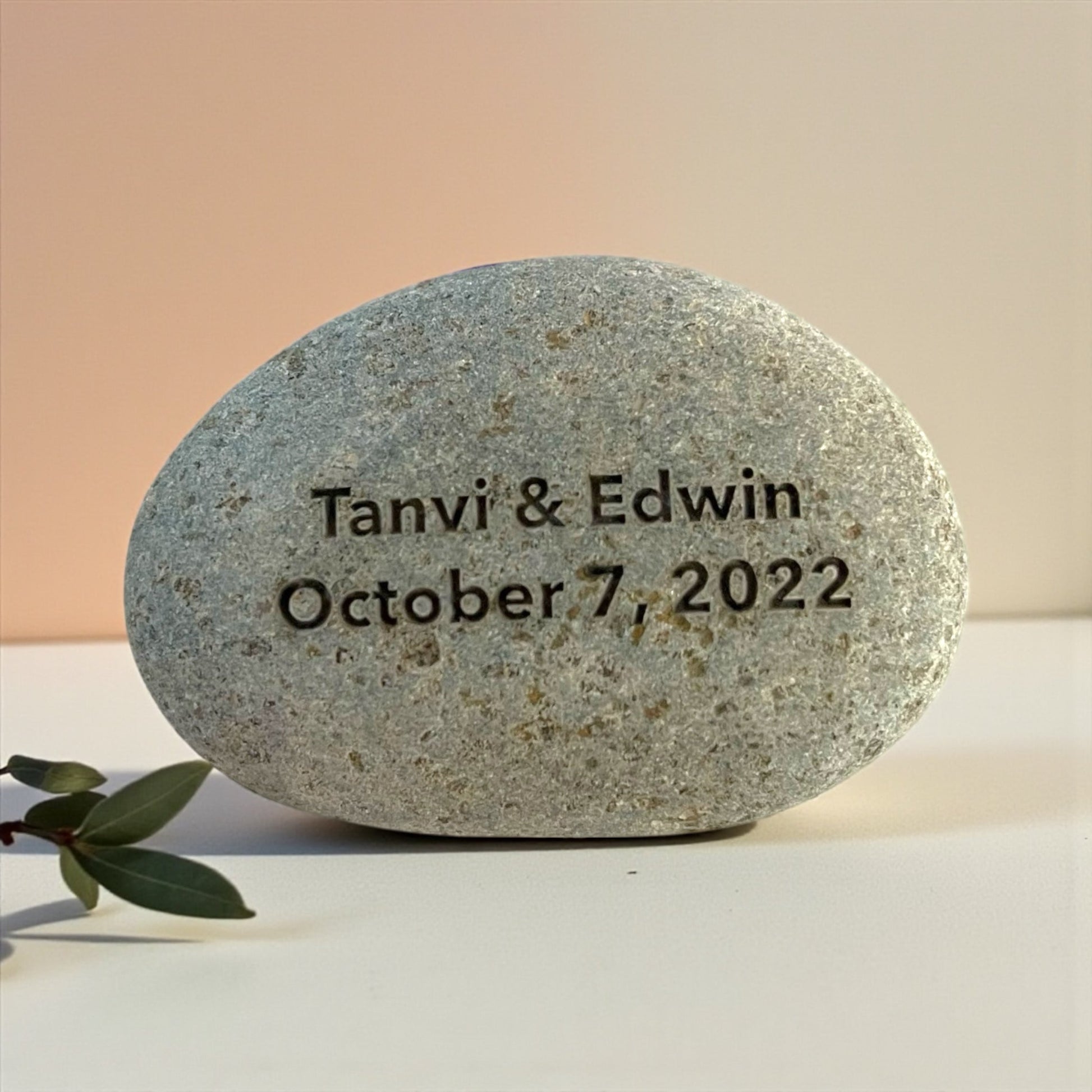 2 - 6" Custom Engraved River Stone: Personalized Wedding Date Gift, Garden Decor - Vanbrera Stones 2 - 2.5" Single Sided