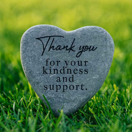 2" Custom Heart Shaped Engraved Keepsake Stone with Stand | Light Grey | Personalized Gift - Vanbrera Stones Single Sided