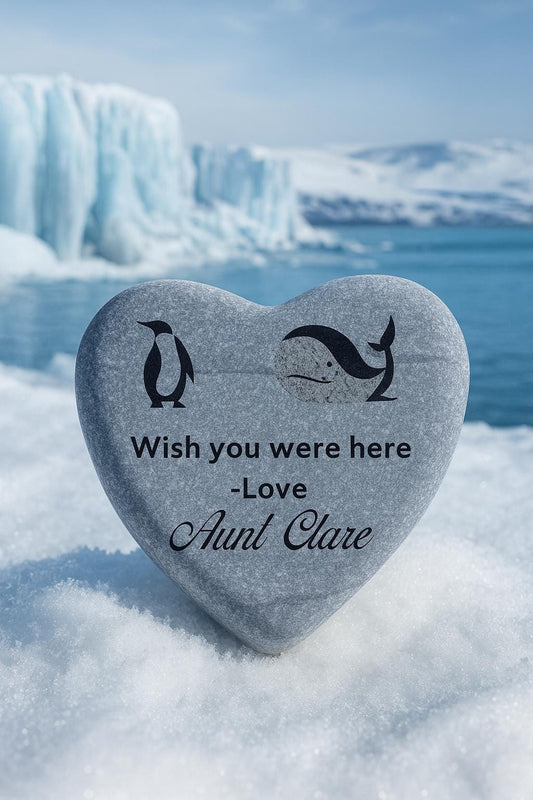 2" Custom Heart Shaped Engraved Keepsake Stone with Stand | Light Grey | Personalized Gift - Vanbrera Stones Single Sided