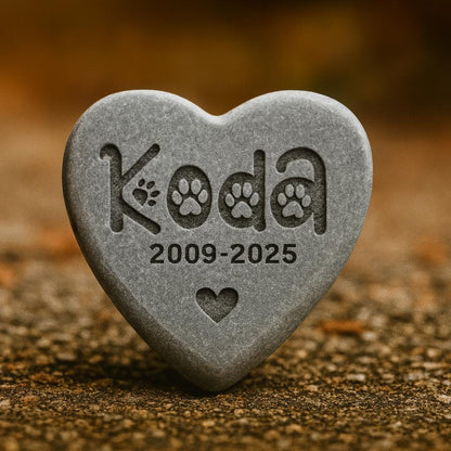 2" Engraved Heart Pet Memorial Stone with Stand: Personalized Keepsake - Vanbrera Stones Single Sided