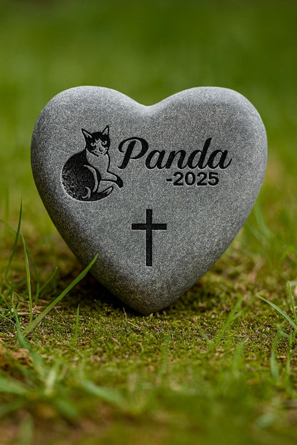 2" Engraved Heart Pet Memorial Stone with Stand: Personalized Keepsake - Vanbrera Stones Single Sided