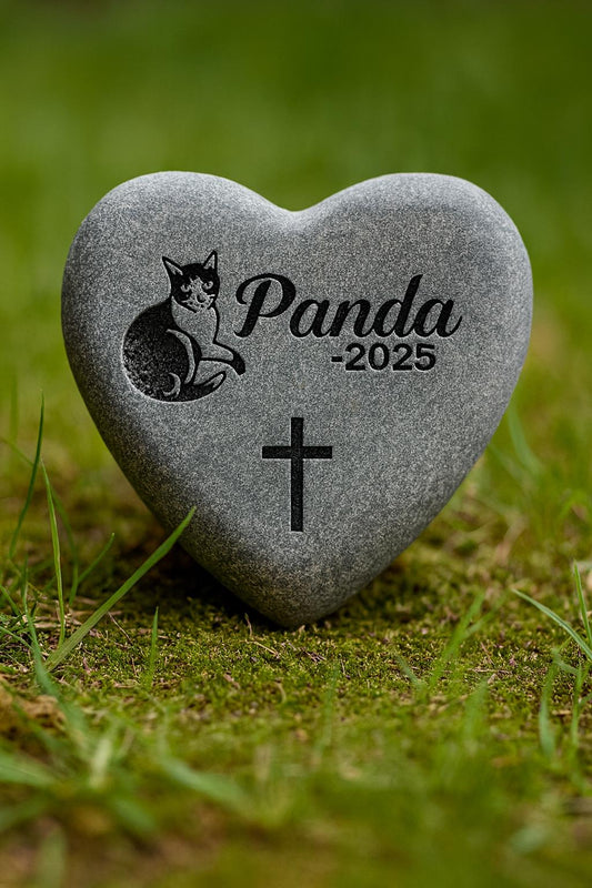 2" Engraved Heart Pet Memorial Stone with Stand: Personalized Keepsake - Vanbrera Stones Single Sided