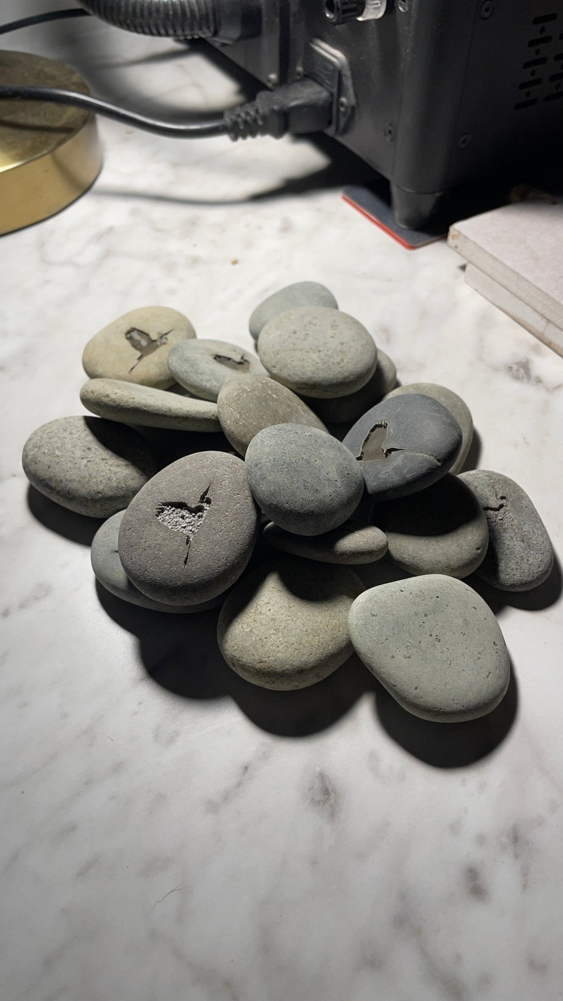 2" Light Grey Engraved Stones - Customizable Words - Vanbrera Stones