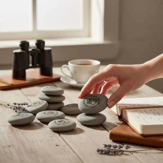 2" Light Grey Engraved Stones - Customizable Words - Vanbrera Stones