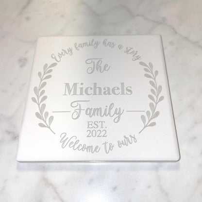 3.5x3.5" Custom Engraved Tile Coaster: Absorbent Ceramic, Wedding Favor Gift - Vanbrera Stones