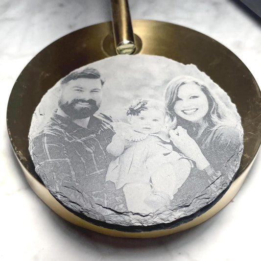 4" Laser Engraved Slate Drink Coasters: Elegant Home & Office Decor - Vanbrera Stones Square