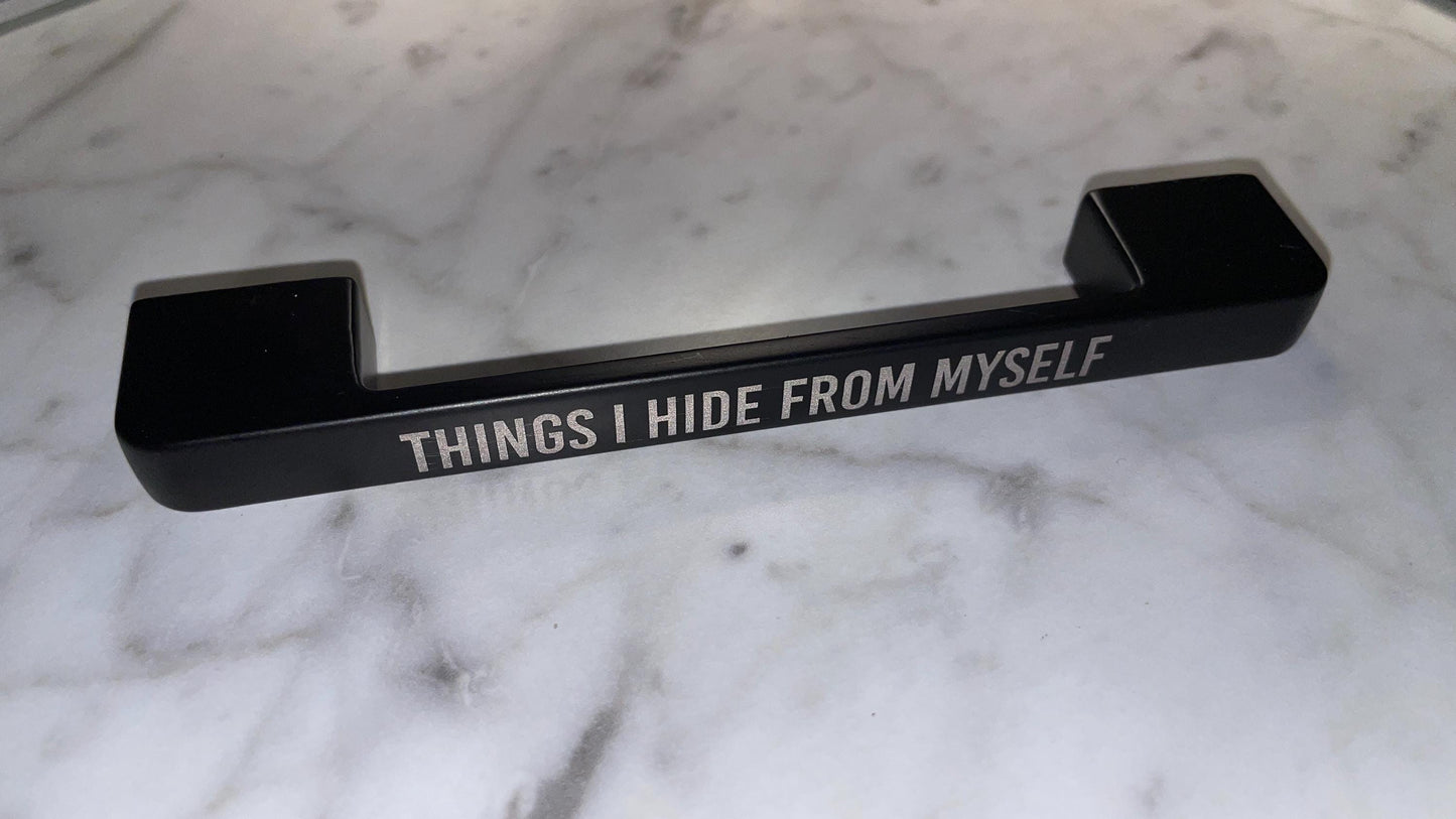 5.5" Black Engraved Drawer Handle – Custom Metal Pull for Cabinets | Personalized Handle | Black - Vanbrera Stones Title