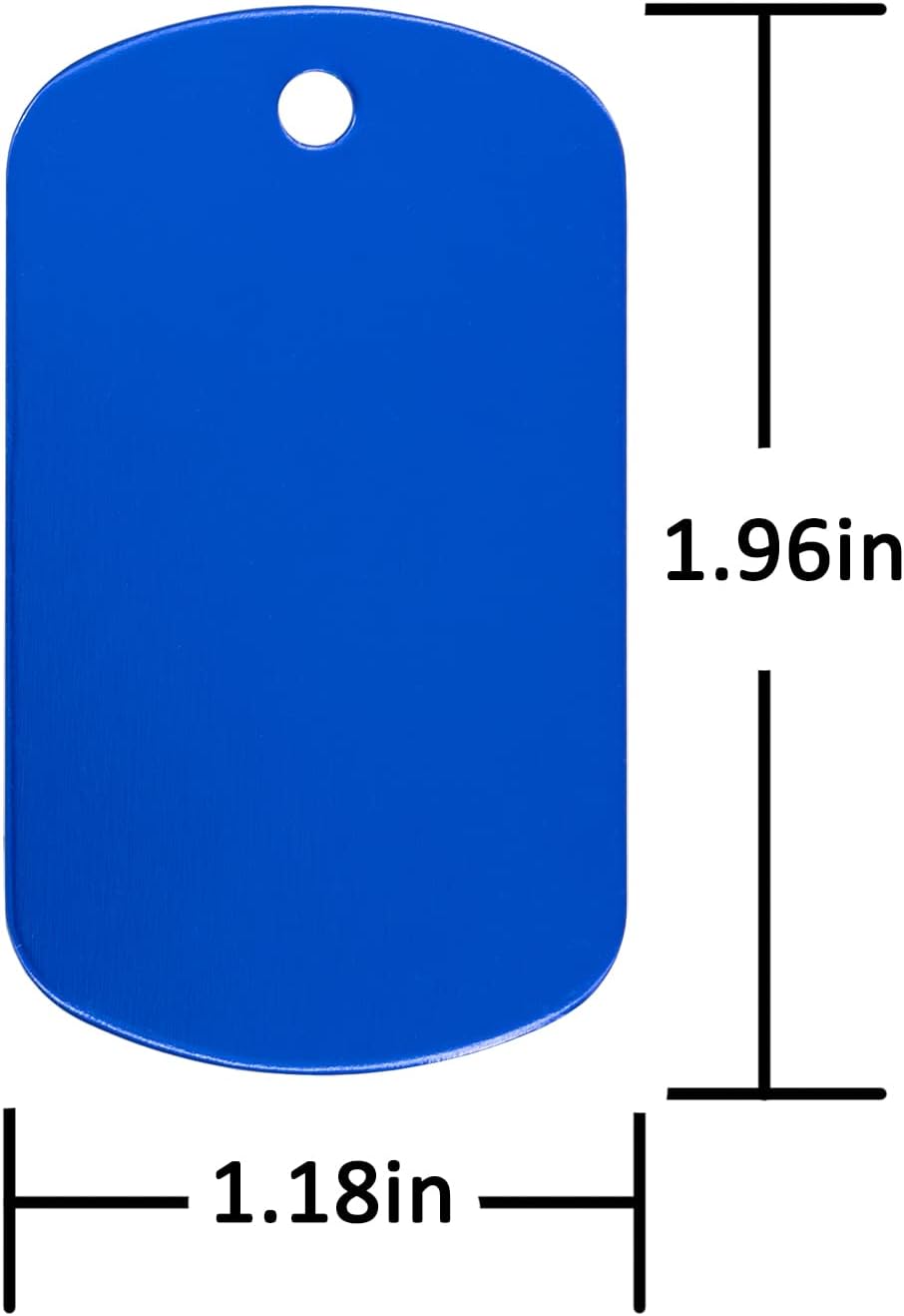 Blue Aluminum Dog Tags with Chain | 1.2x2" Aluminum, Stainless Steel | Polished with No Sharp Edges