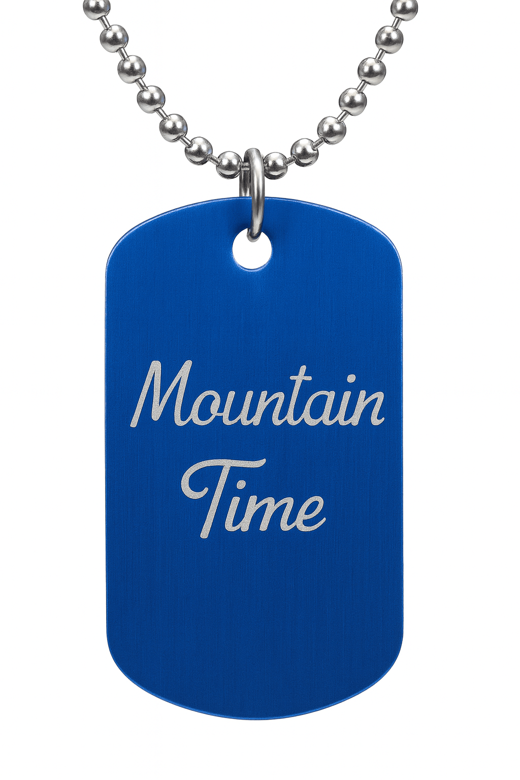 Blue Aluminum Dog Tags with Chain | 1.2x2" Aluminum, Stainless Steel | Polished with No Sharp Edges