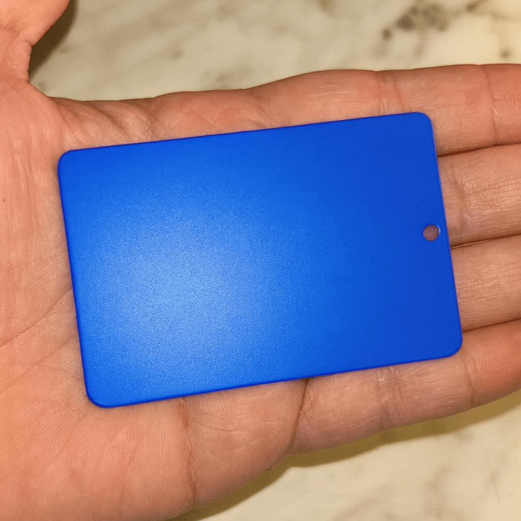 Blue Metal Engraved Luggage Tag | 2x3" | Variety of Chains - Vanbrera Stones Single Sided None