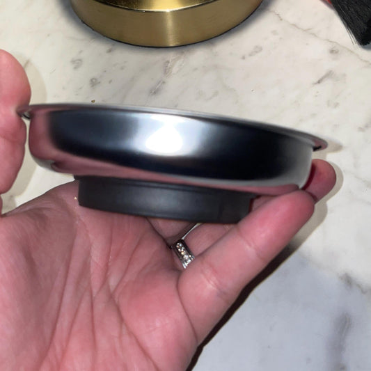 Custom Engraved 4" Magnetic Parts Tray – Works Upside Down, Stainless Steel, Rubber-Coated Magnet - Vanbrera Stones Title