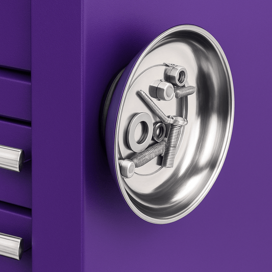 Custom Engraved 4" Magnetic Parts Tray – Works Upside Down, Stainless Steel, Rubber - Coated Magnet - Vanbrera Stones 