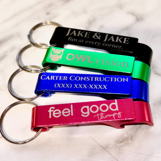 Custom Engraved Bottle Opener Keychains – Personalized Aluminum Favors, Promotional, Business - Vanbrera Stones Primary color