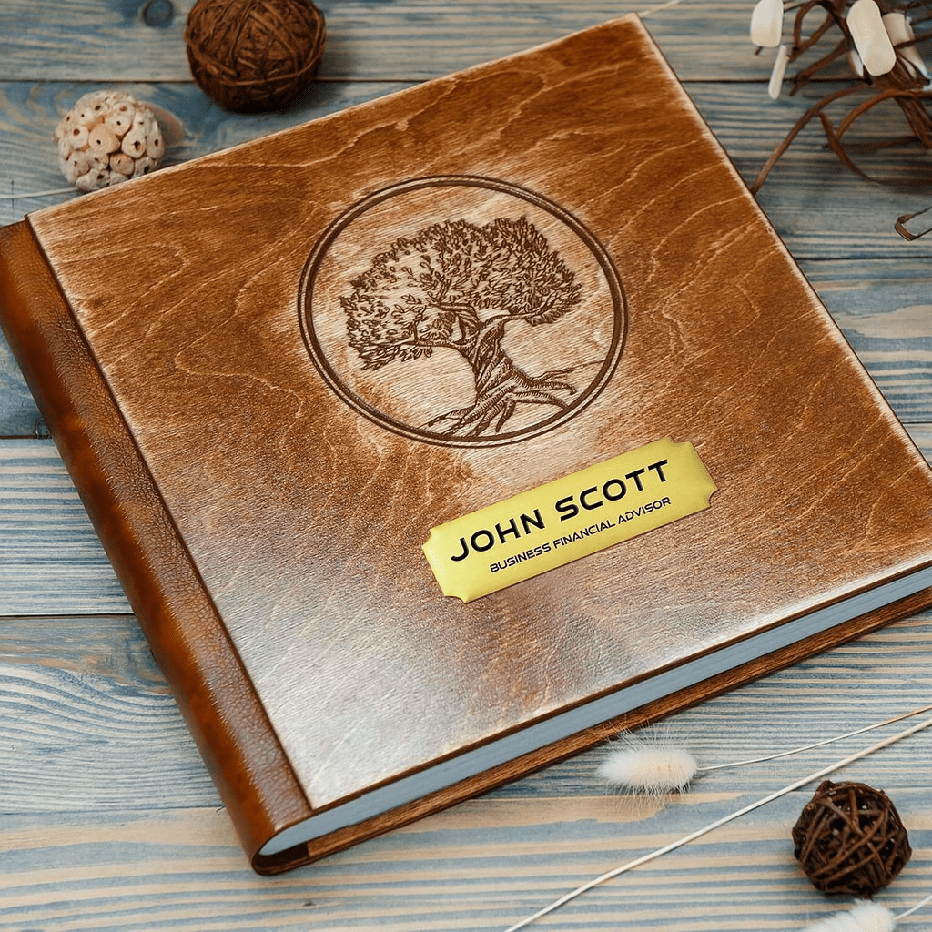 Custom Engraved Metal Name Plate – Brushed Gold, Silver or Black – 1x3” Adhesive Back Tag - Vanbrera Stones