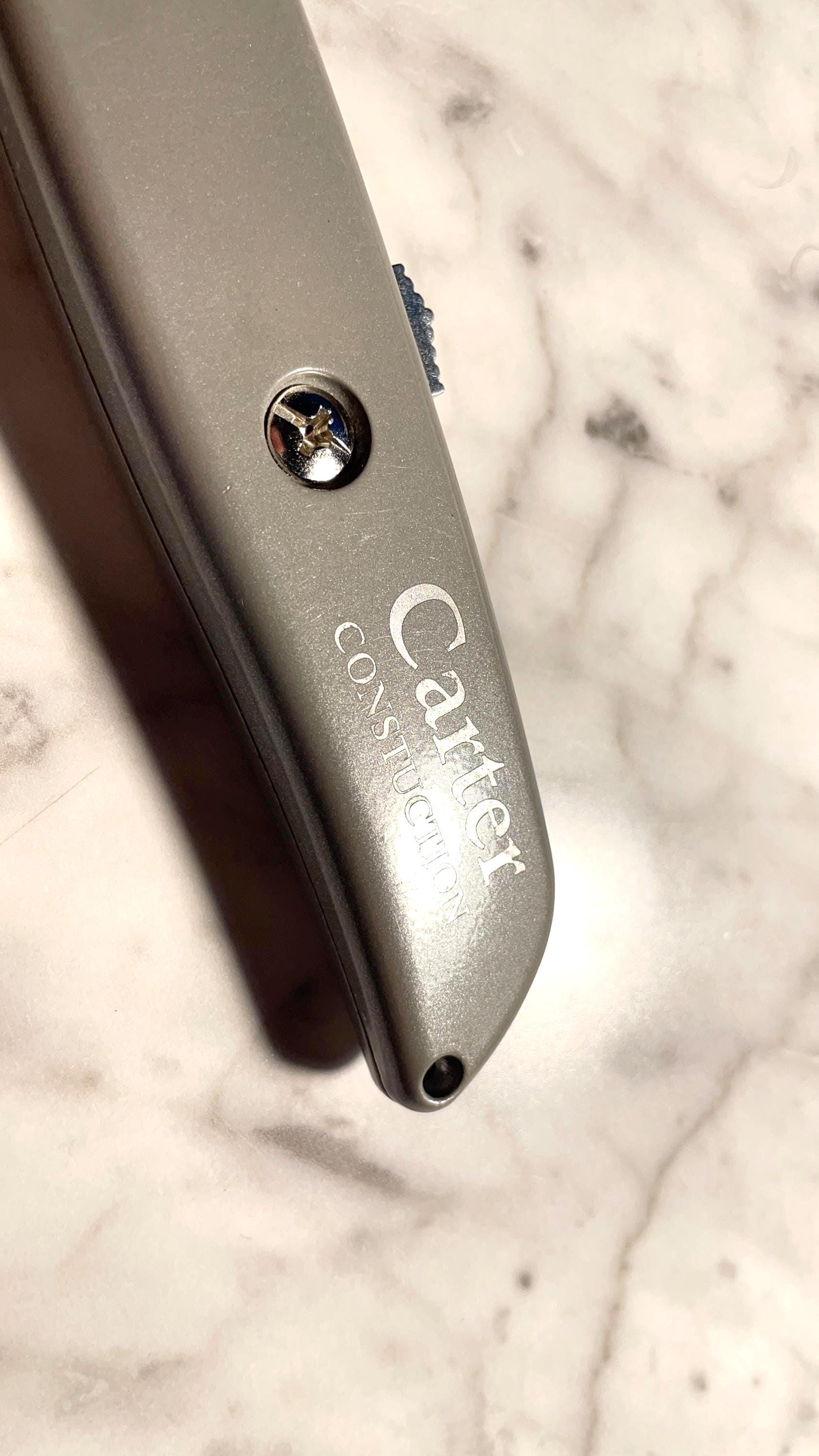 Custom Engraved Safety Utility Knife: Personalized Box Cutter with Extra Blades - Vanbrera Stones Single Sided
