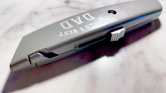 Custom Engraved Safety Utility Knife: Personalized Box Cutter with Extra Blades - Vanbrera Stones Single Sided