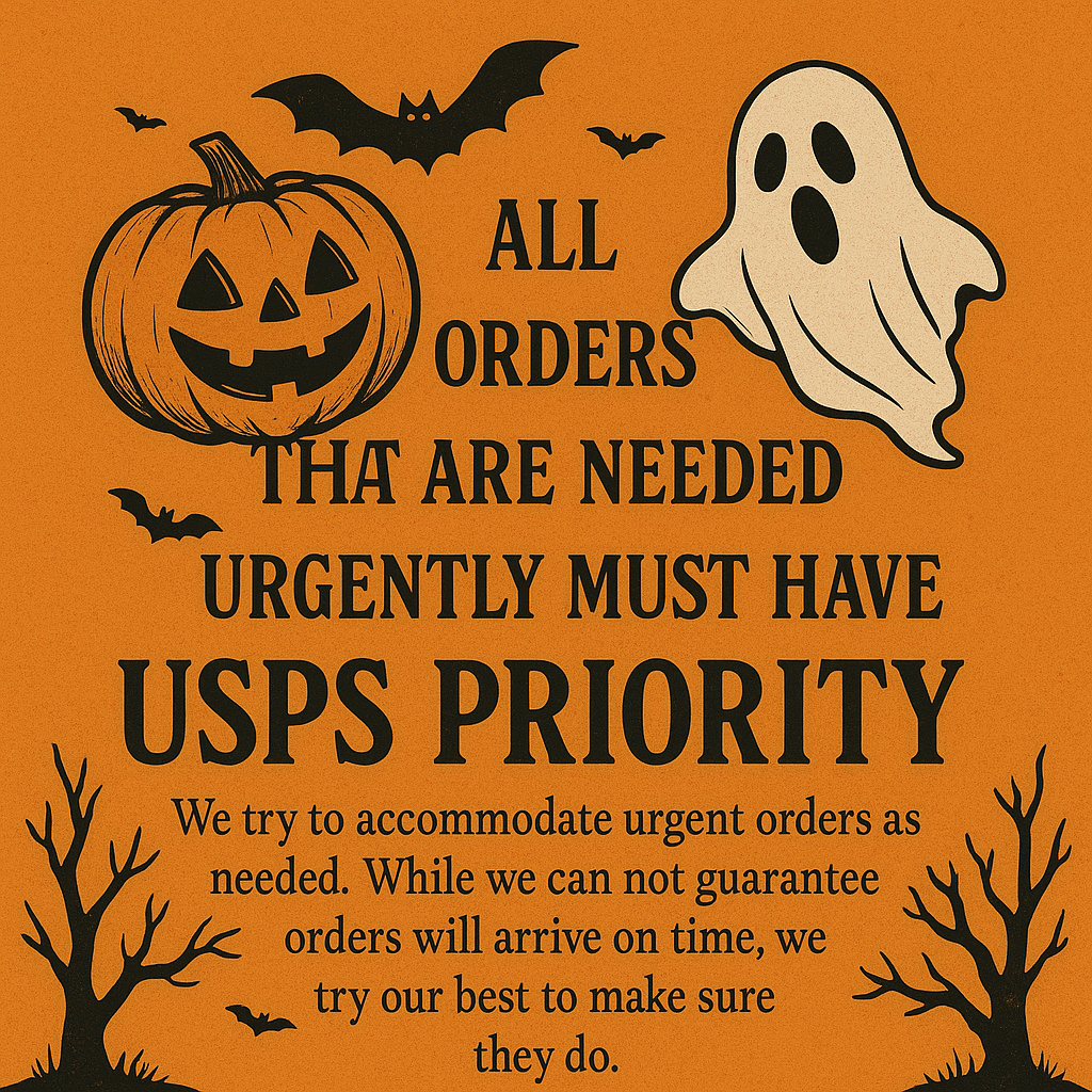 Halloween-themed poster with pumpkin, ghost, and bats on an orange background with text.