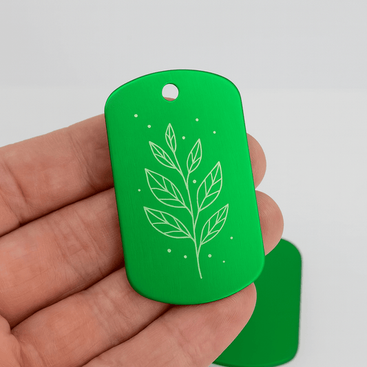 Green Aluminum Dog Tags with Chain | 1.2x2" Aluminum, Stainless Steel | Polished with No Sharp Edges | Custom Engraved Name Tag | Pet, Gift, or ID Tag (Copy) (Copy) - Vanbrera Stones Single Sided Screw On Wire Cable