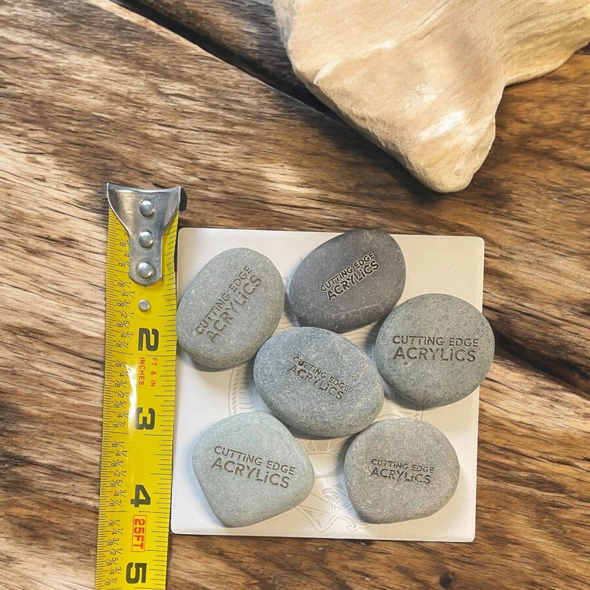 2" Light Grey Engraved Stones - Customizable Words - Vanbrera Stones