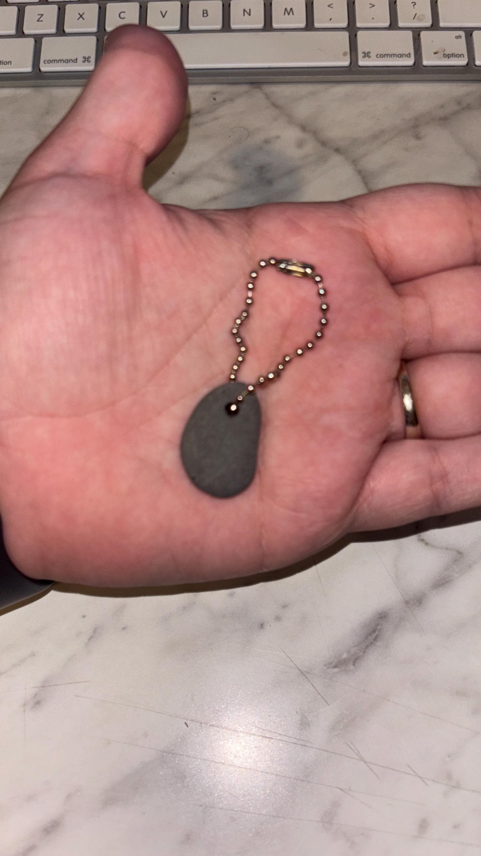 Mini Stone Keychain – Personalized Engraved Initial – Double Sided Natural Rock - Vanbrera Stones Single Sided