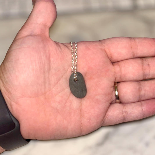Mini Stone Keychain – Personalized Engraved Initial – Double Sided Natural Rock - Vanbrera Stones Single Sided
