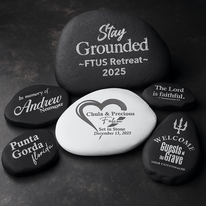 NEW! 1–5" Custom Painted Engraved River Stone: Painted Personalized Wedding Date Gift, Garden Decor - Vanbrera Stones