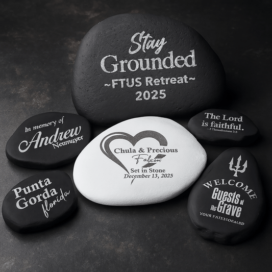 NEW! 1–5" Custom Painted Engraved River Stone: Painted Personalized Wedding Date Gift, Garden Decor - Vanbrera Stones