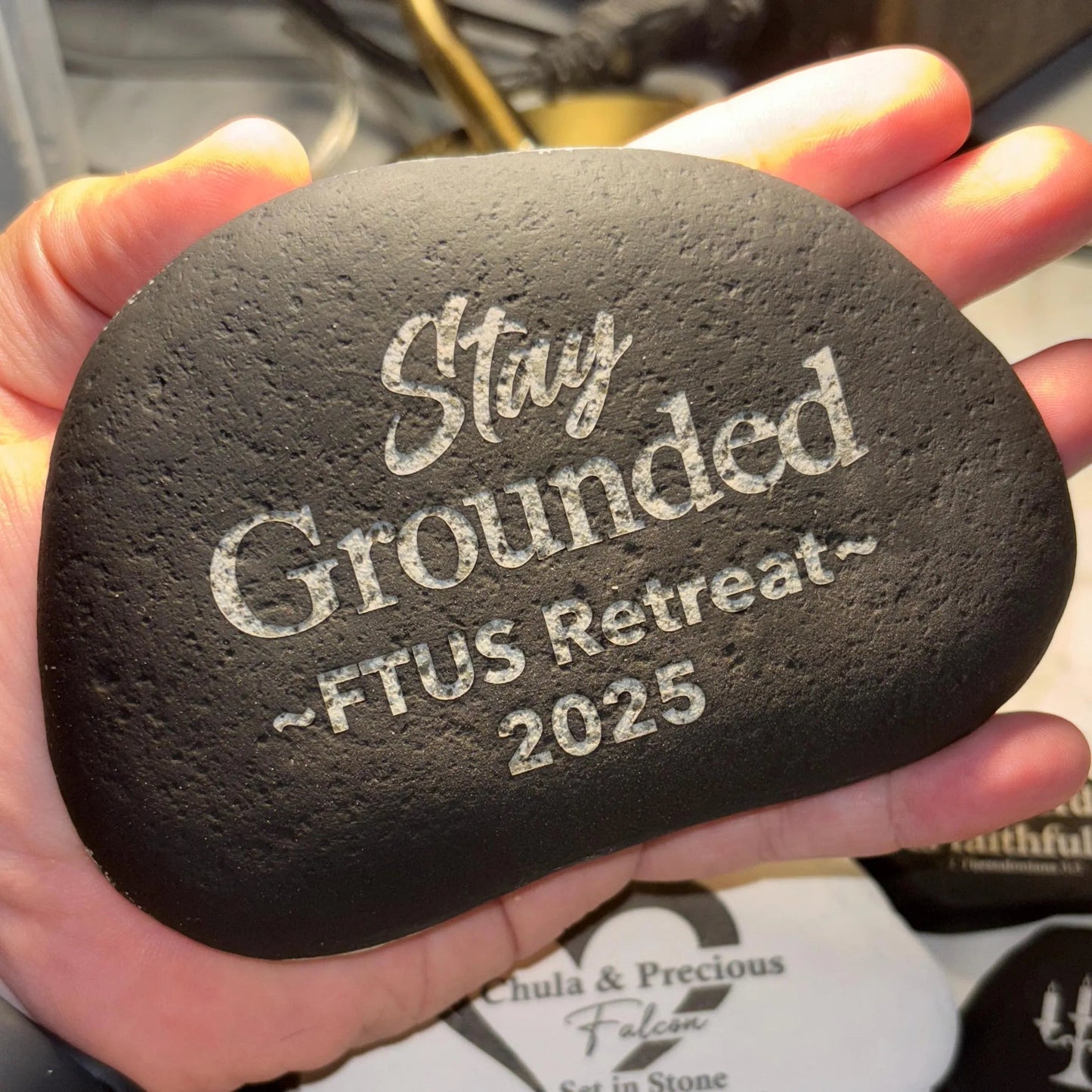NEW! 1–5" Custom Painted Engraved River Stone: Painted Personalized Wedding Date Gift, Garden Decor - Vanbrera Stones