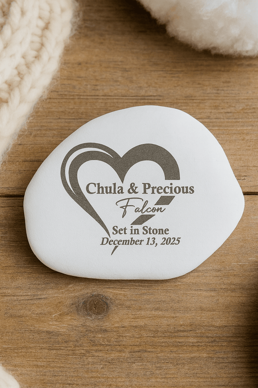 NEW! 1–5" Custom Painted Engraved River Stone: Painted Personalized Wedding Date Gift, Garden Decor - Vanbrera Stones