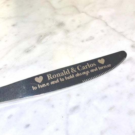 Personalized Butter Knife – Custom Engraving on Handle or Blade – Stainless Steel Gift - Chrome - Vanbrera Stones