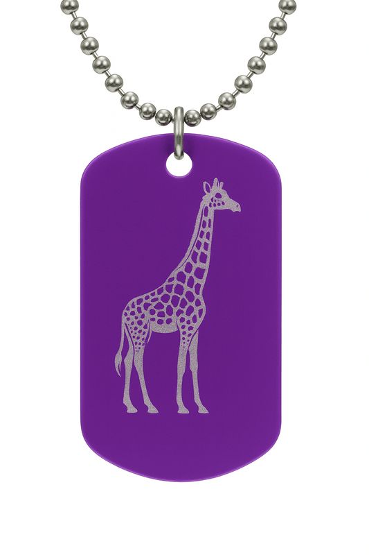 Purple Aluminum Dog Tags with Chain | 1.2x2" Aluminum, Stainless Steel | Polished with No Sharp Edges | Custom Engraved Name Tag | Pet, Gift, or ID Tag - Vanbrera Stones Single Sided Screw On Wire Cable