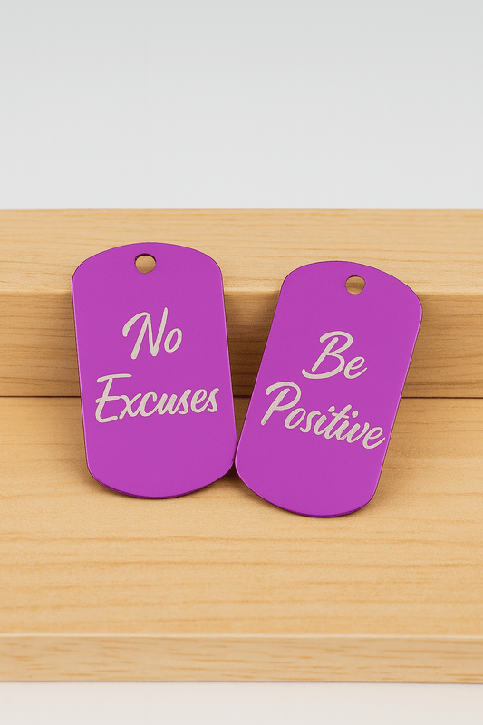 Purple Aluminum Dog Tags with Chain | 1.2x2" Aluminum, Stainless Steel | Polished with No Sharp Edges | Custom Engraved Name Tag | Pet, Gift, or ID Tag - Vanbrera Stones Single Sided Screw On Wire Cable