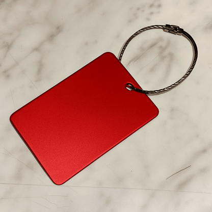 Red Metal Engraved Luggage Tag | 2x3" | Variety of Chains - Vanbrera Stones Single Sided None