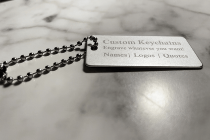 Silver 1x2" Custom Engraved QR Code Keychain: Anodized Aluminum Tag - Vanbrera Stones Single Sided Screw On Wire Cable