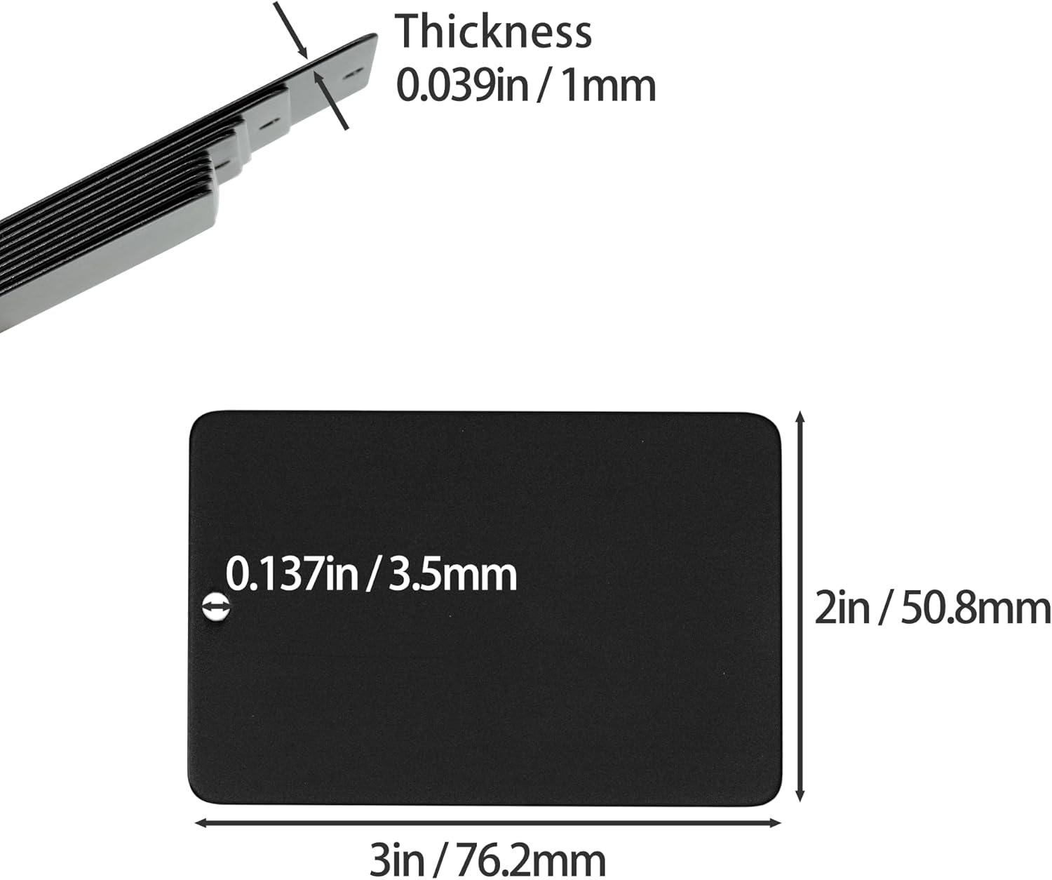 Black Anodized Aluminum Blank Luggage Tag – 2" x 3" - Image 2