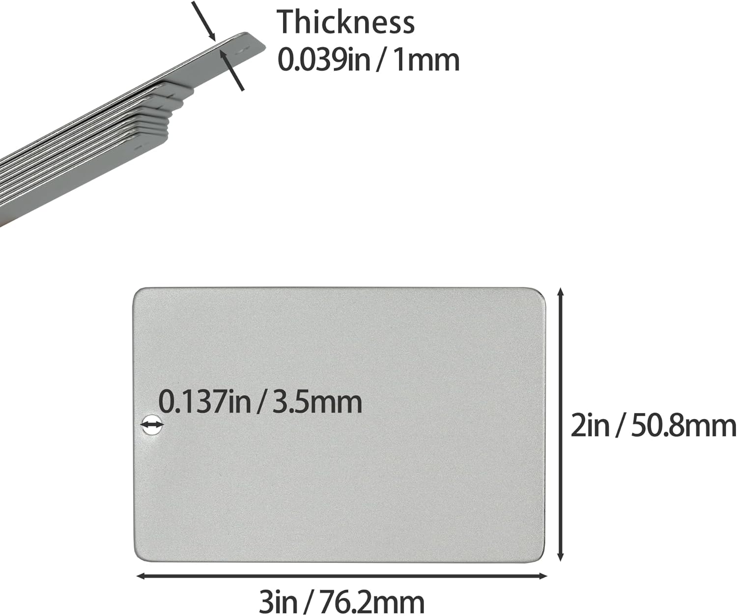 Silver Aluminum Blank Luggage Tag – 2" x 3" - Image 2