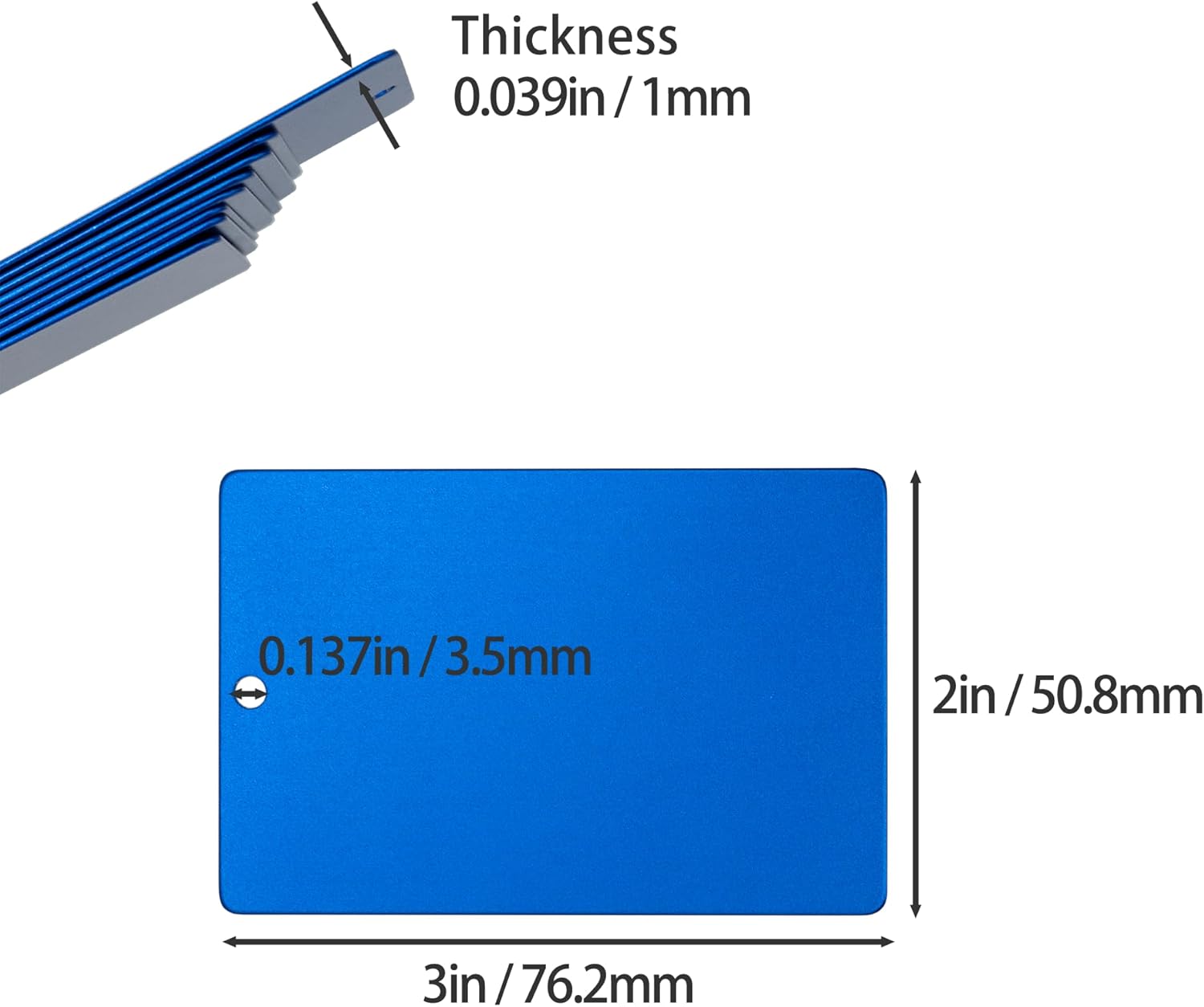 Blue Anodized Aluminum Blank Luggage Tag – 2" x 3" - Image 2