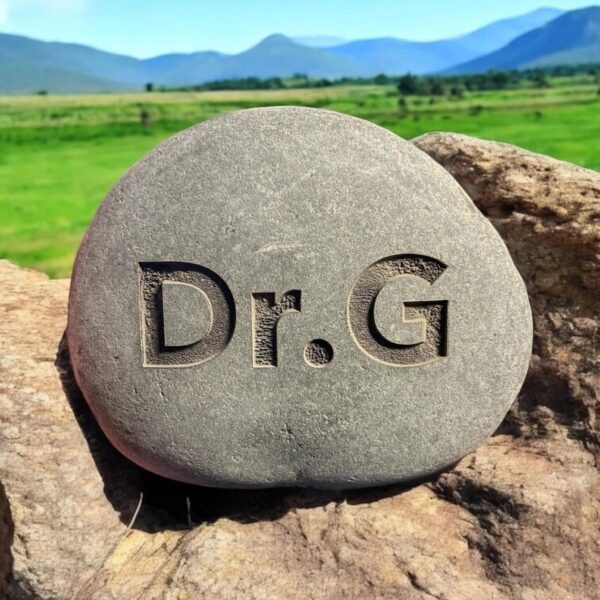 Deep engraved river stone personalized with name