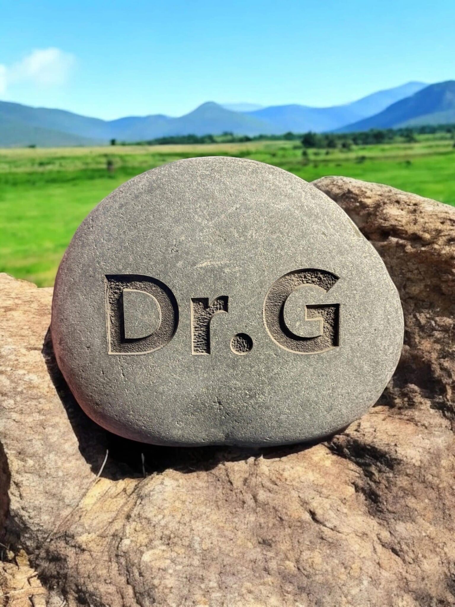 Deep engraved river stone personalized with name