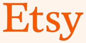 The Etsy logo, featuring the word Etsy in large, bold, orange serif letters on a light background.